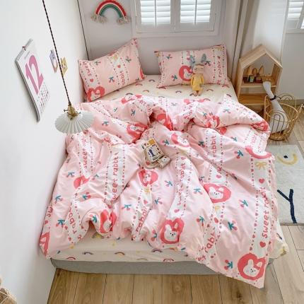 怡家居 2021新款全棉卡通四件套 彩虹兔