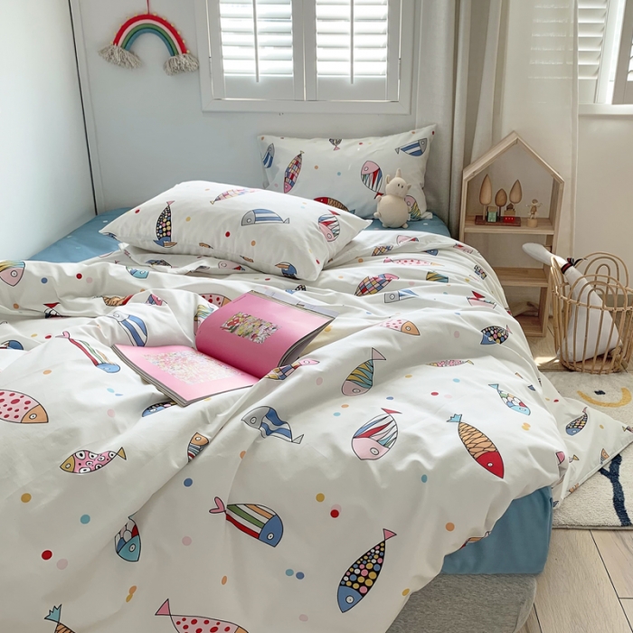 91家纺网 家纺一手货源 找家纺 怡家居 2021新款全棉卡通四件套 好多鱼