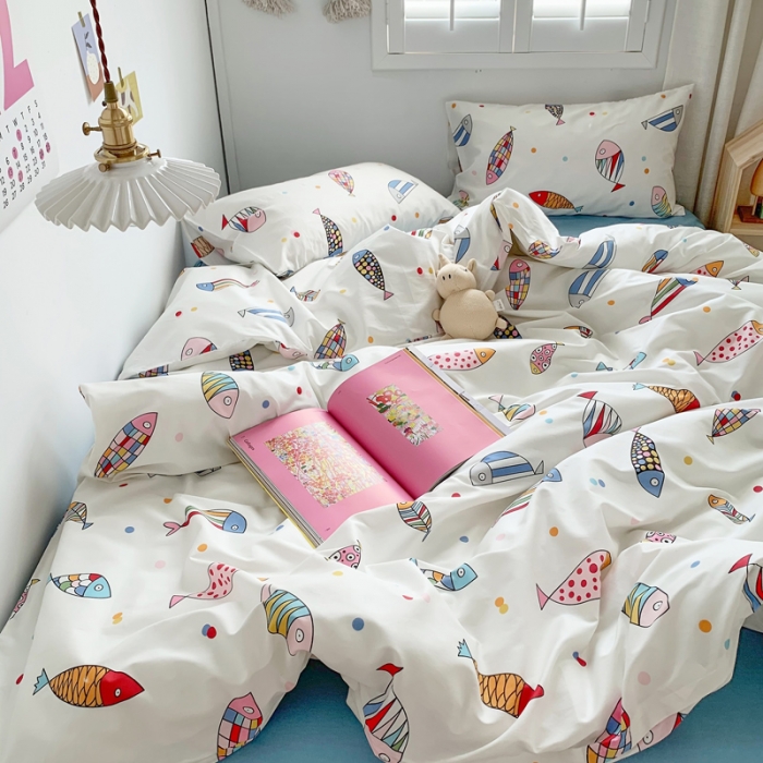 91家纺网 家纺一手货源 找家纺 怡家居 2021新款全棉卡通四件套 好多鱼