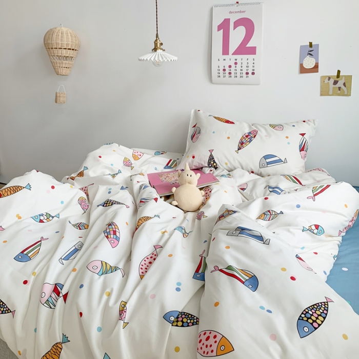 91家纺网 家纺一手货源 找家纺 怡家居 2021新款全棉卡通四件套 好多鱼