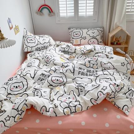 怡家居 2021新款全棉卡通四件套 小粉熊