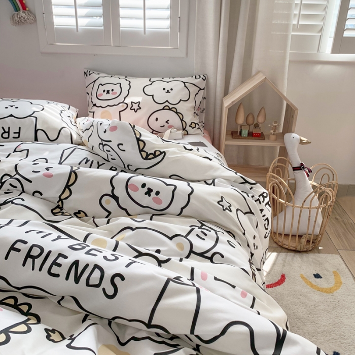 91家纺网 家纺一手货源 找家纺 怡家居 2021新款全棉卡通四件套 小粉熊