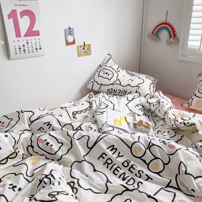 91家纺网 家纺一手货源 找家纺 怡家居 2021新款全棉卡通四件套 小粉熊