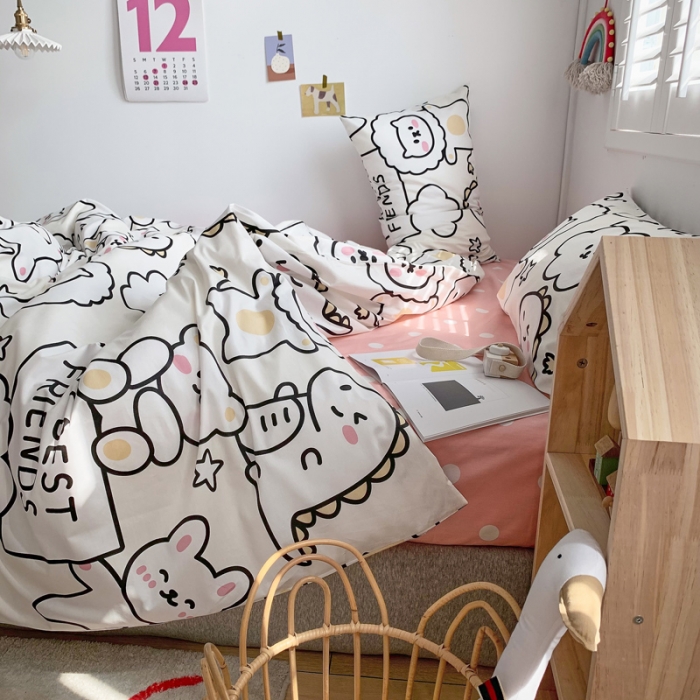 91家纺网 家纺一手货源 找家纺 怡家居 2021新款全棉卡通四件套 小粉熊