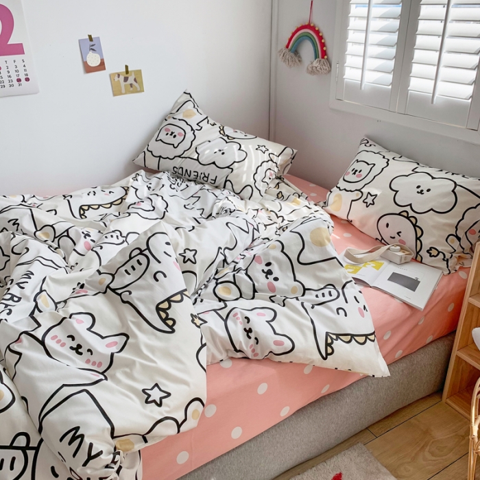 91家纺网 家纺一手货源 找家纺 怡家居 2021新款全棉卡通四件套 小粉熊