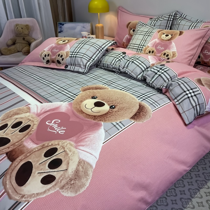 91家纺网 家纺一手货源 找家纺 金爱家 2021新款大版磨毛卡通系列四件套 安妮宝贝