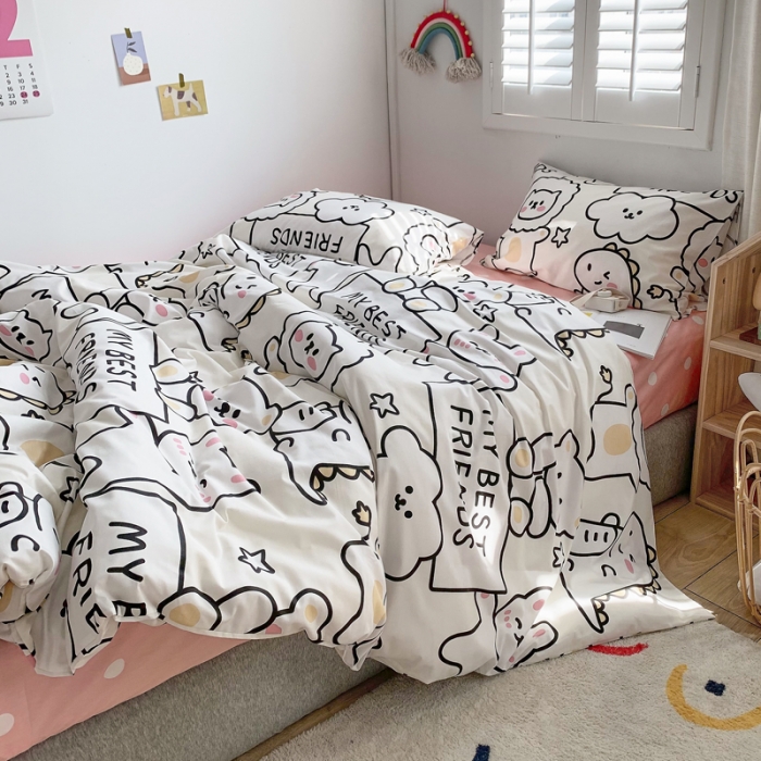 91家纺网 家纺一手货源 找家纺 怡家居 2021新款全棉卡通四件套 小粉熊