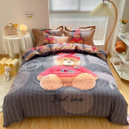 金爱家 2021新款大版磨毛卡通系列四件套 宝宝熊