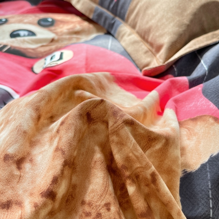 91家纺网 家纺一手货源 找家纺 金爱家 2021新款大版磨毛卡通系列四件套 宝宝熊