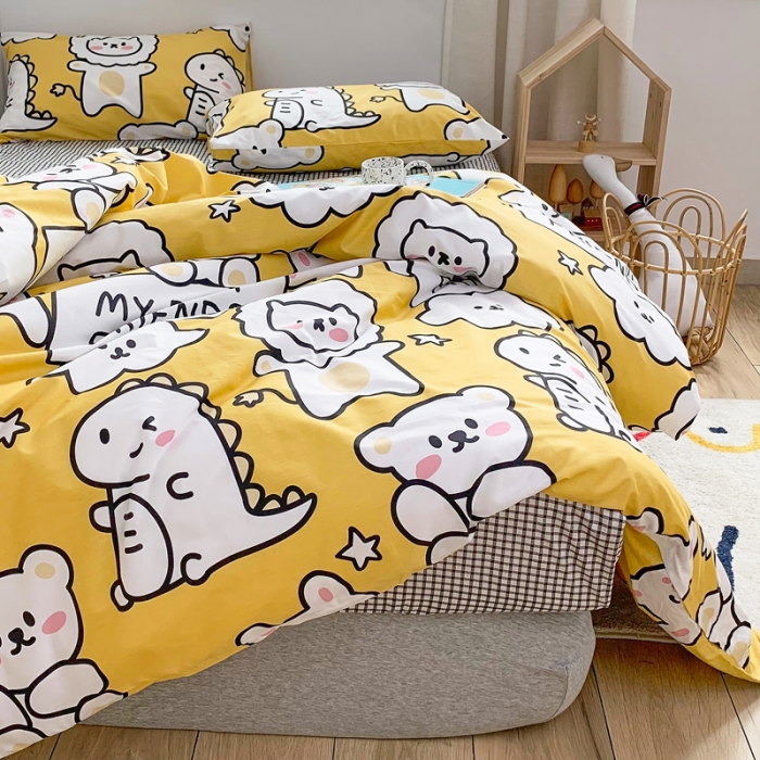 91家纺网 家纺一手货源 找家纺 怡家居 2021新款全棉卡通四件套 小黄熊