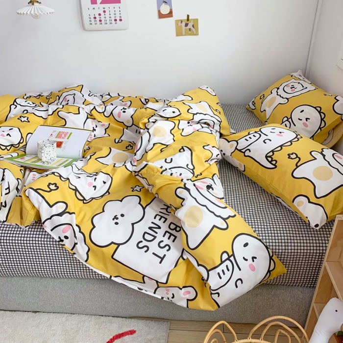 91家纺网 家纺一手货源 找家纺 怡家居 2021新款全棉卡通四件套 小黄熊