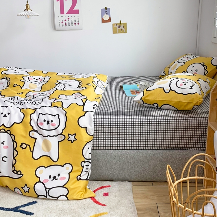 91家纺网 家纺一手货源 找家纺 怡家居 2021新款全棉卡通四件套 小黄熊