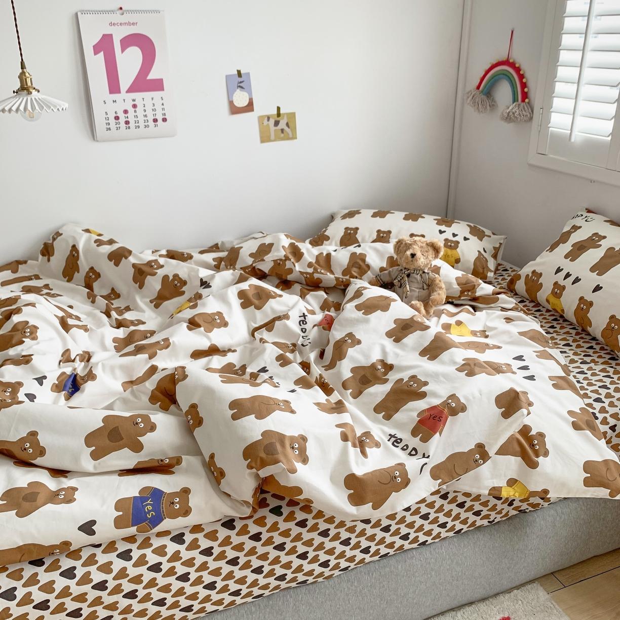 91家纺网 家纺一手货源 找家纺 怡家居 2021新款全棉卡通四件套 熊本熊