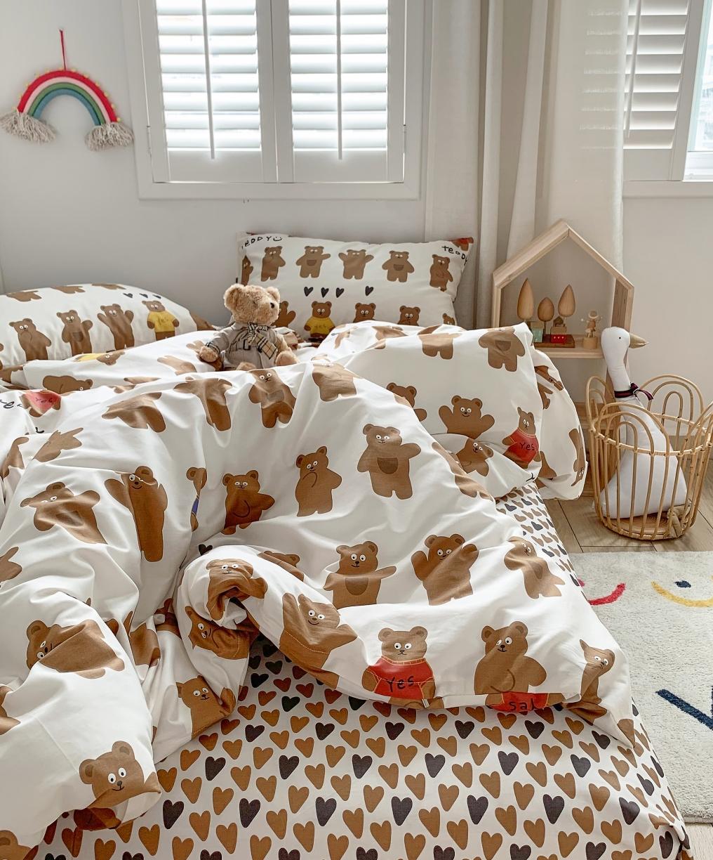 91家纺网 家纺一手货源 找家纺 怡家居 2021新款全棉卡通四件套 熊本熊