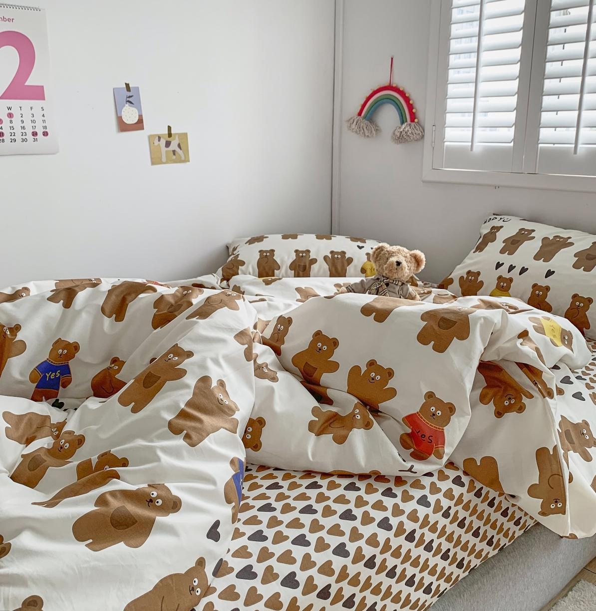 91家纺网 家纺一手货源 找家纺 怡家居 2021新款全棉卡通四件套 熊本熊