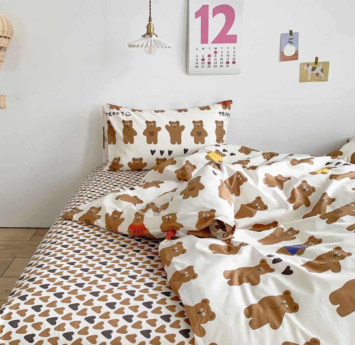 91家纺网 家纺一手货源 找家纺 怡家居 2021新款全棉卡通四件套 熊本熊