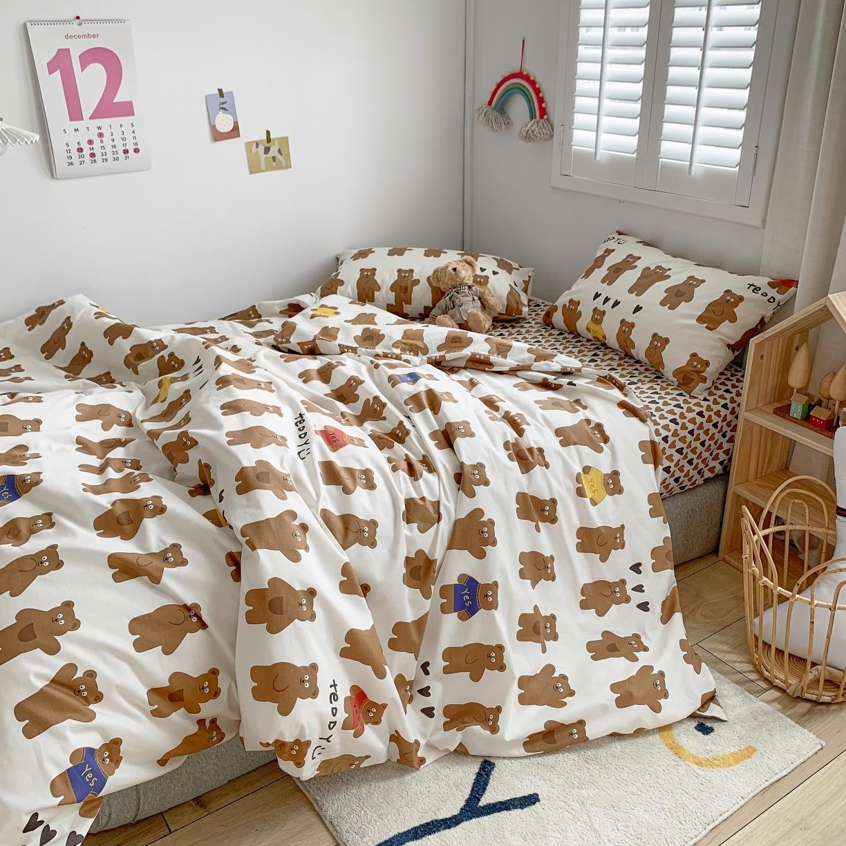 91家纺网 家纺一手货源 找家纺 怡家居 2021新款全棉卡通四件套 熊本熊