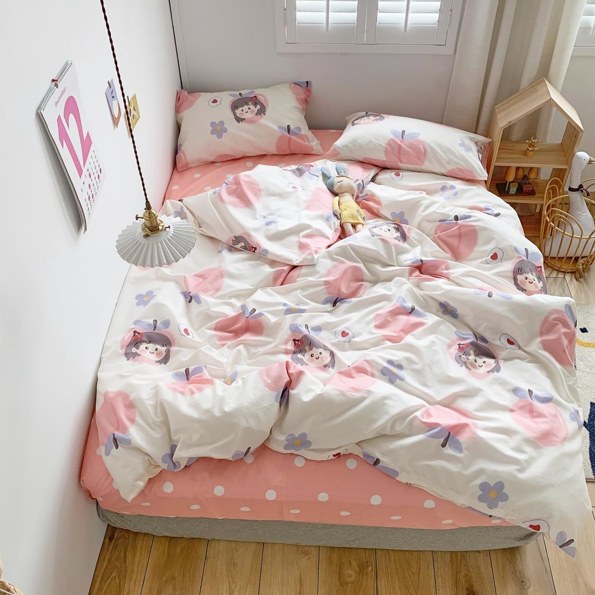 91家纺网 家纺一手货源 找家纺 怡家居 2021新款全棉卡通四件套 元气少女