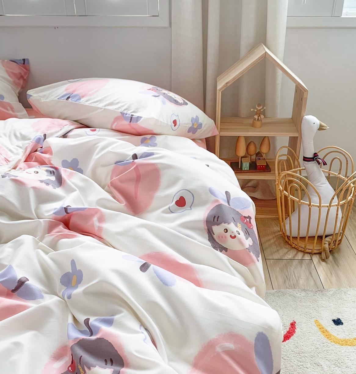 91家纺网 家纺一手货源 找家纺 怡家居 2021新款全棉卡通四件套 元气少女