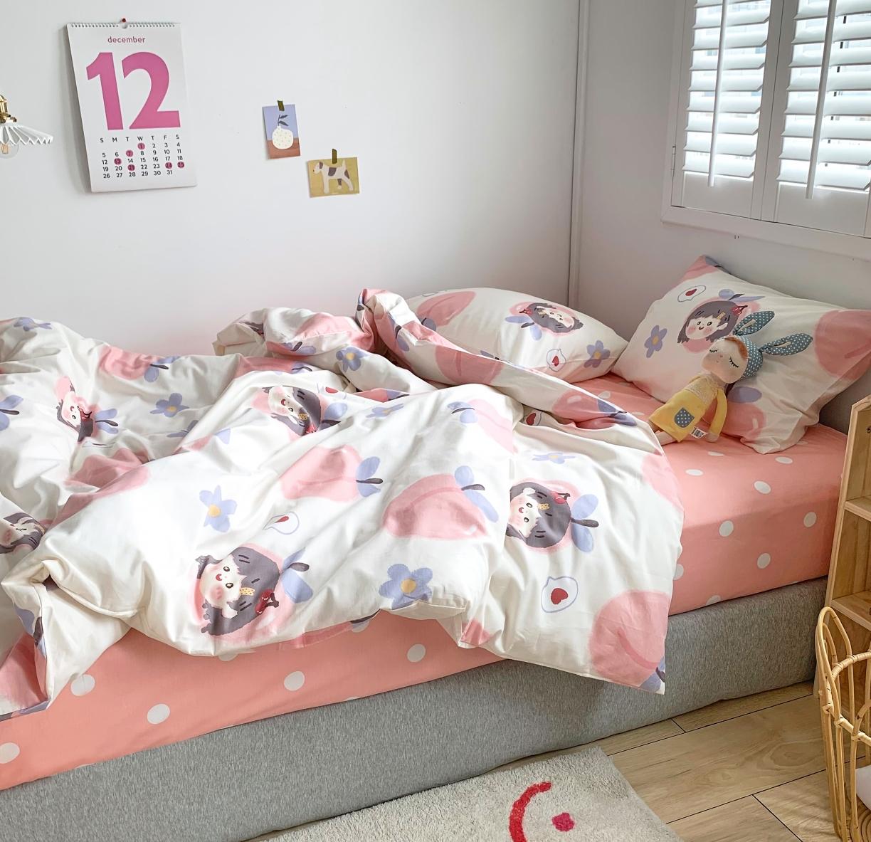 91家纺网 家纺一手货源 找家纺 怡家居 2021新款全棉卡通四件套 元气少女