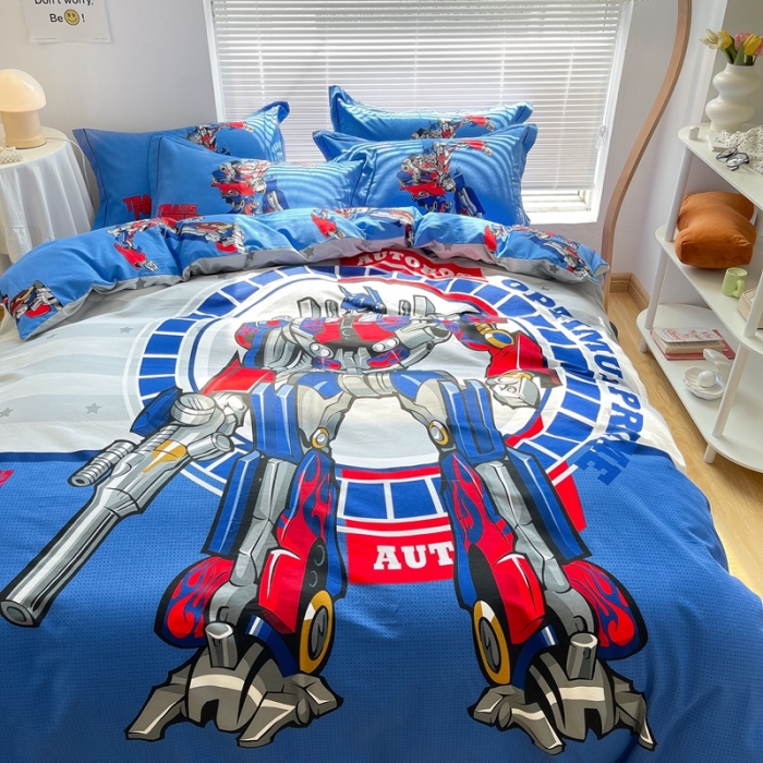 91家纺网 家纺一手货源 找家纺 金爱家 2021新款大版磨毛卡通系列四件套 钢铁战士