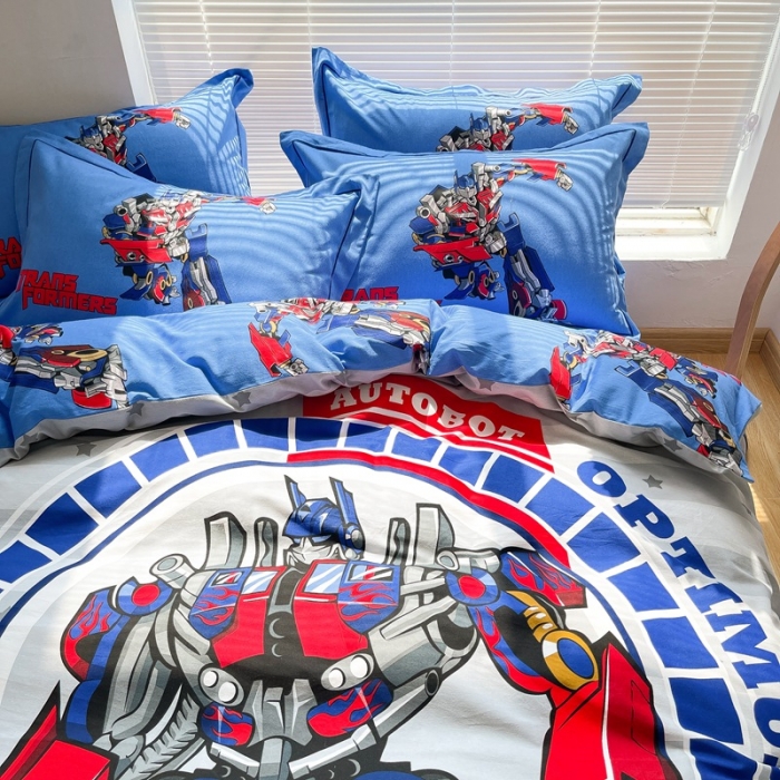 91家纺网 家纺一手货源 找家纺 金爱家 2021新款大版磨毛卡通系列四件套 钢铁战士