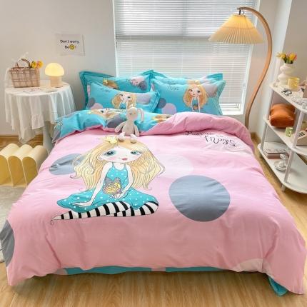 金爱家 2021新款大版磨毛卡通系列四件套 蝴蝶公主