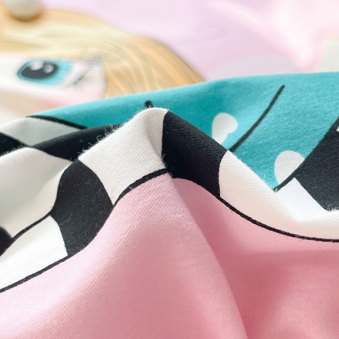 91家纺网 家纺一手货源 找家纺 金爱家 2021新款大版磨毛卡通系列四件套 蝴蝶公主