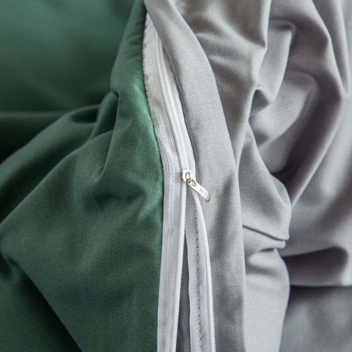 91家纺网 家纺一手货源 找家纺 漫仙阁 2022新款纯色双拼四件套 豆绿+浅灰