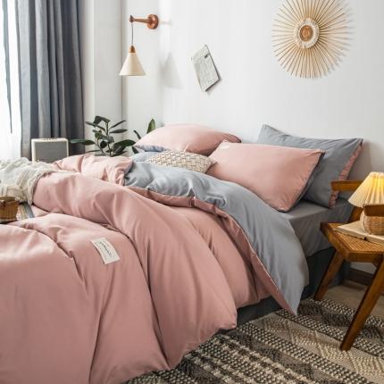 91家纺网 家纺一手货源 找家纺 漫仙阁 2024年新款纯色双拼学生三件套四件套  豆沙+浅灰