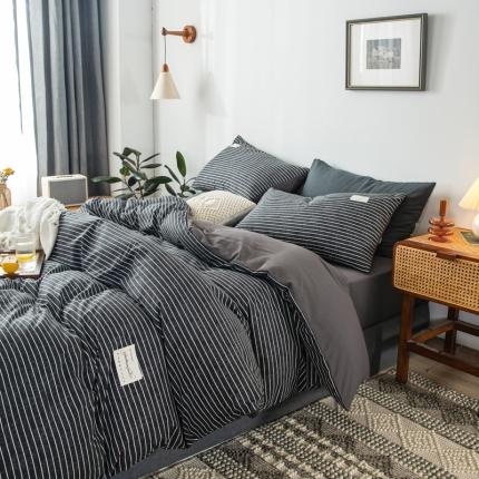 91家纺网 家纺一手货源 找家纺 漫仙阁 2024年新款纯色双拼学生三件套四件套  格调黑