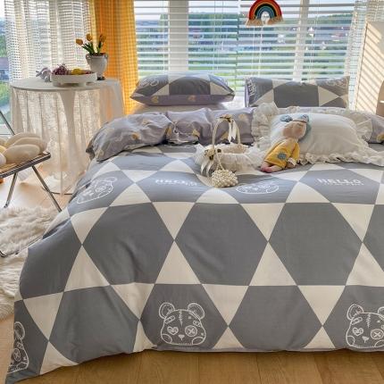 珺柔2021新款13070全棉印花四件套系列六爱心熊