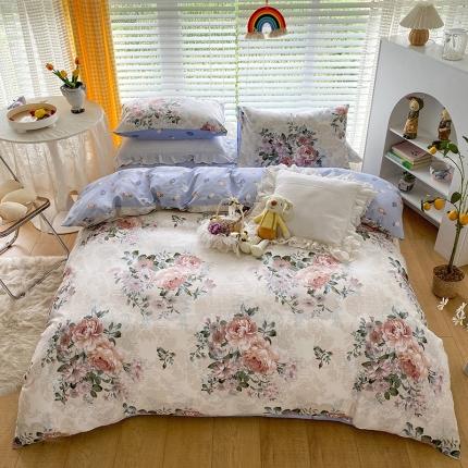 91家纺网 家纺一手货源 找家纺 珺柔2021新款13070全棉印花四件套系列六玫瑰园