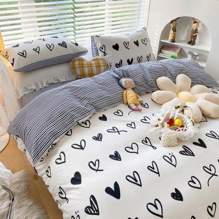 91家纺网 家纺一手货源 找家纺 珺柔2021新款13070全棉印花四件套系列六 心恋