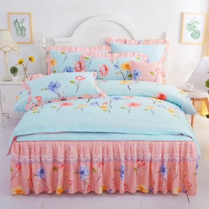 91家纺网 家纺一手货源 找家纺 （总）艾裙海床笠 2025新款韩版蕾丝床裙四件套