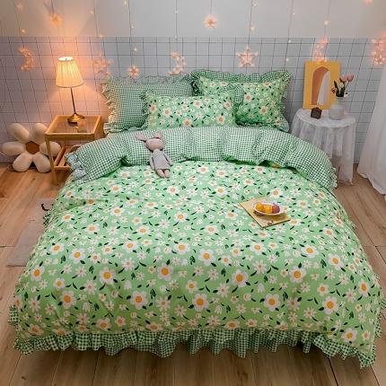 91家纺网 家纺一手货源 找家纺 （总）艾裙海床笠 2025新款乐卡棉亲肤韩版小清新四件套