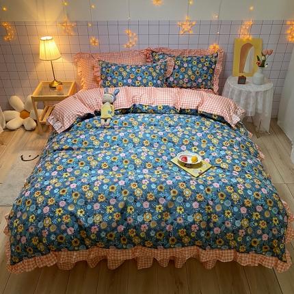 91家纺网 家纺一手货源 找家纺 （总）艾裙海床笠 2025新款乐卡棉亲肤韩版小清新四件套