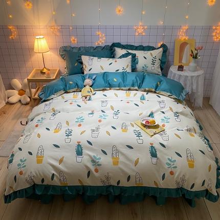 91家纺网 家纺一手货源 找家纺 （总）艾裙海床笠 2025新款乐卡棉亲肤韩版小清新四件套