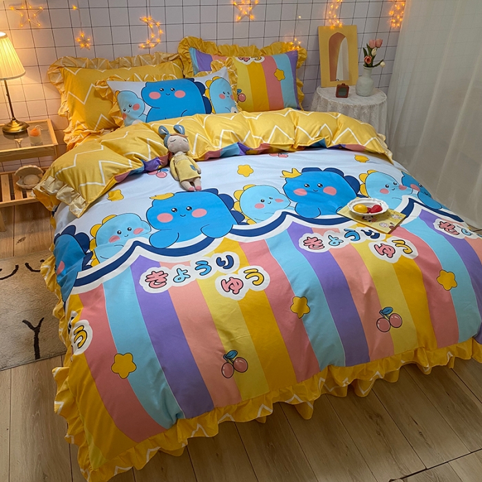 91家纺网 家纺一手货源 找家纺 （总）艾裙海床笠 2025新款乐卡棉亲肤韩版小清新四件套