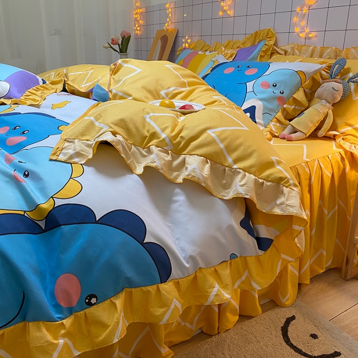 91家纺网 家纺一手货源 找家纺 （总）艾裙海床笠 2025新款乐卡棉亲肤韩版小清新四件套