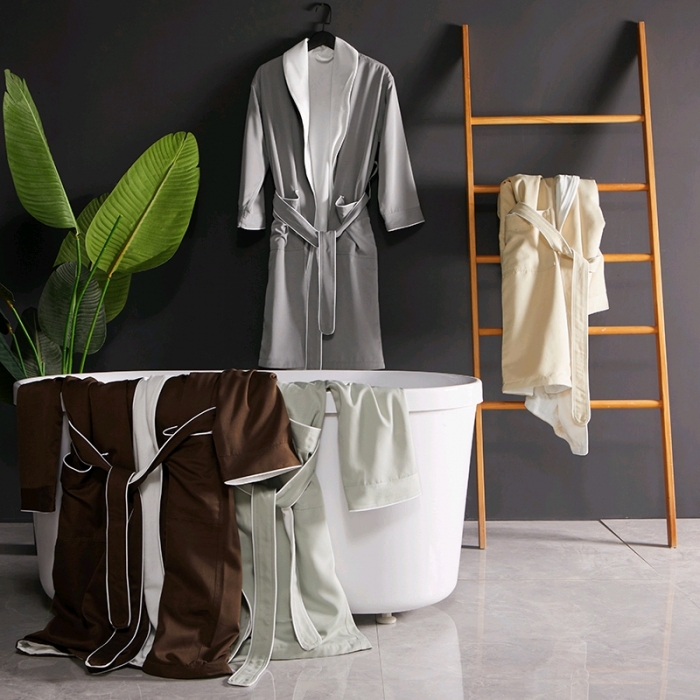 91家纺网 家纺一手货源 找家纺 五星级酒店民宿浴袍男女长款纯棉柔软亲肤吸水情侣加厚双层睡袍9