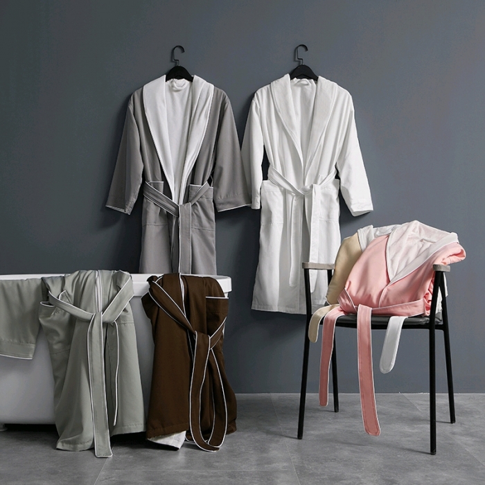 91家纺网 家纺一手货源 找家纺 五星级酒店民宿浴袍男女长款纯棉柔软亲肤吸水情侣加厚双层睡袍9