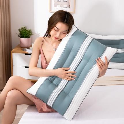 91家纺网 家纺一手货源 找家纺 （总）梦叶草贡缎锦绣横条决明子枕芯透气保健枕头