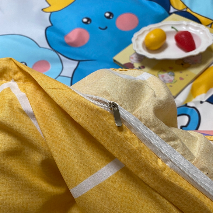 91家纺网 家纺一手货源 找家纺 艾裙海床笠 2025新款乐卡棉亲肤韩版小清新四件套彩虹熊