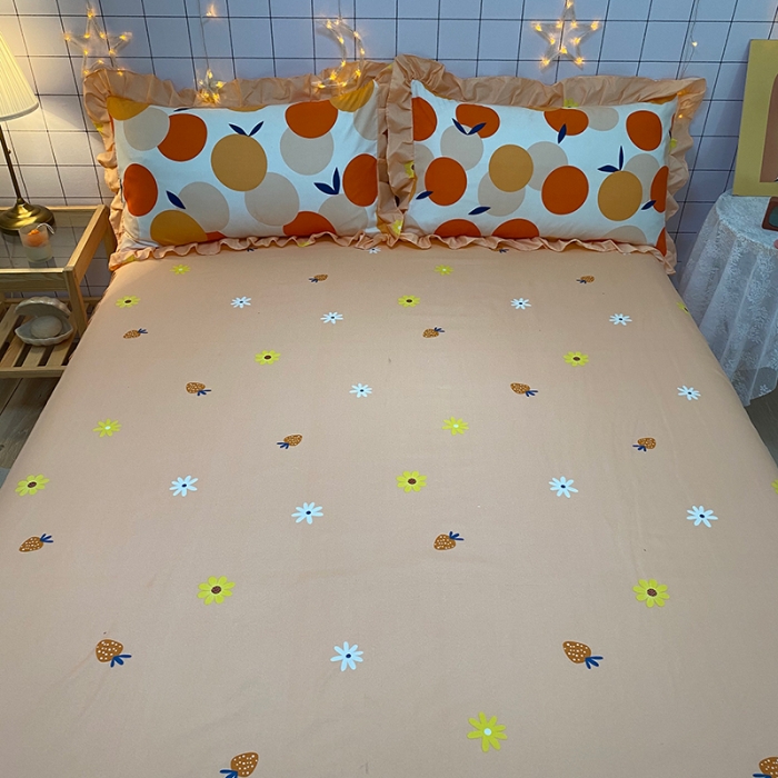 91家纺网 家纺一手货源 找家纺 艾裙海床笠 2025新款乐卡棉亲肤韩版小清新四件套果果酱