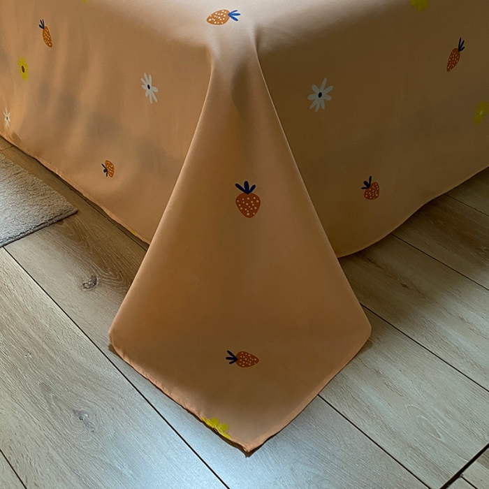 91家纺网 家纺一手货源 找家纺 艾裙海床笠 2025新款乐卡棉亲肤韩版小清新四件套奶牛