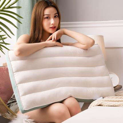 91家纺网 家纺一手货源 找家纺 （总）梦叶草 2021新款全棉简约三色纤柔枕芯枕头直播