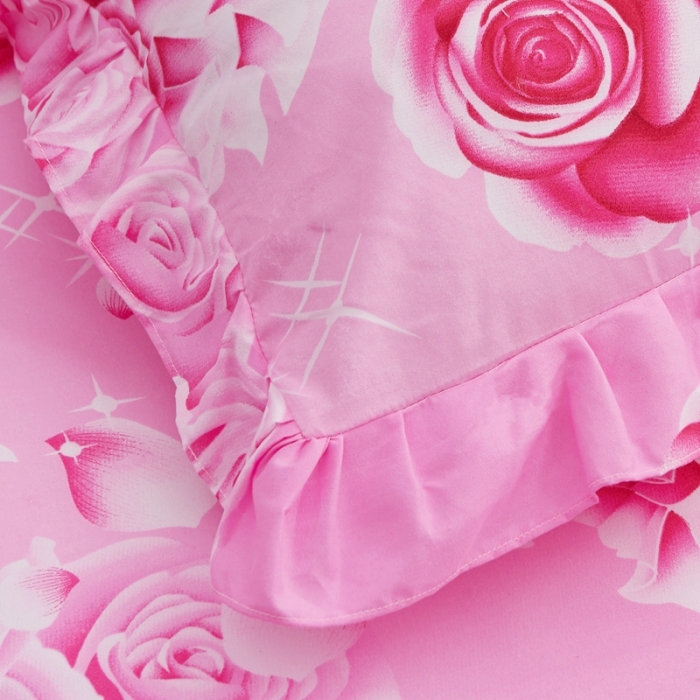 91家纺网 家纺一手货源 找家纺 艾裙海床笠 2025新款韩版蕾丝床裙四件套玫瑰情缘-红