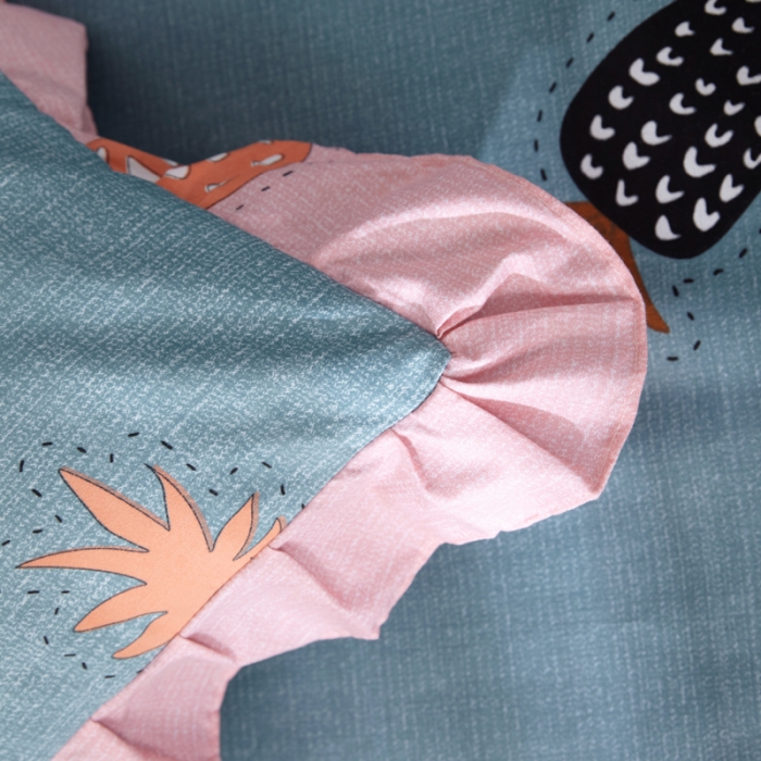 91家纺网 家纺一手货源 找家纺 艾裙海床笠 2025新款韩版蕾丝单床裙菠萝蜜-蓝