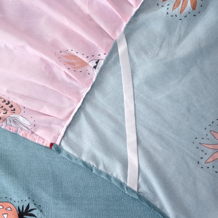 91家纺网 家纺一手货源 找家纺 艾裙海床笠 2025新款韩版蕾丝单床裙菠萝蜜-蓝